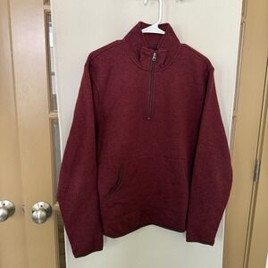 J.‎ Crew Mercantile Men's Medium Red Quarter 1/4 Zip Pullover Sweatshirt Pocket